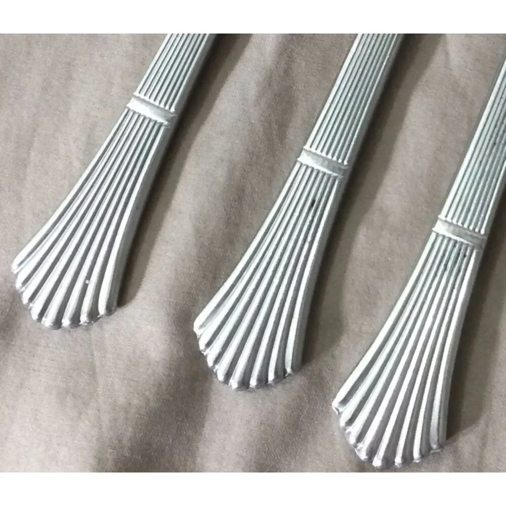 Imperial Korea Fluted Fan Stainless Dinner Knives Set 3 Flatware Silverware 70s
